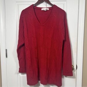 Vintage The Limited Red Angora Wool Blend Cable Knit Sweater V-Neck Medium